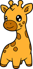 Adorable Cartoon Giraffe Character With Bright Yellow Fur and Playful Expression
