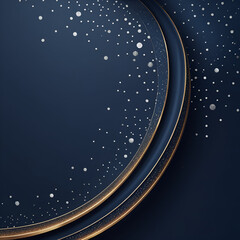A lavish, dark blue background with a elegant, curved halftone gold line that undulates across the surface, evoking a sense of sophistication and opulence. Delicate, shiny silver dots are scattered th
