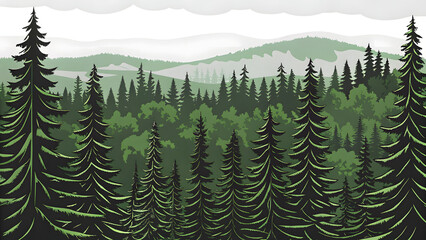 Fototapeta premium Beauty tranquility of a dense spruce forest wi