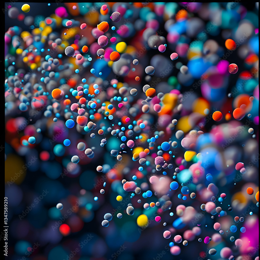 Poster bright abstract colorful background with a 3d render of a rainbow dna molecule