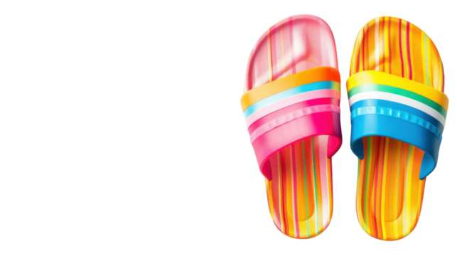 Colorful striped summer slides isolated on transparent background - Powered by Adobe