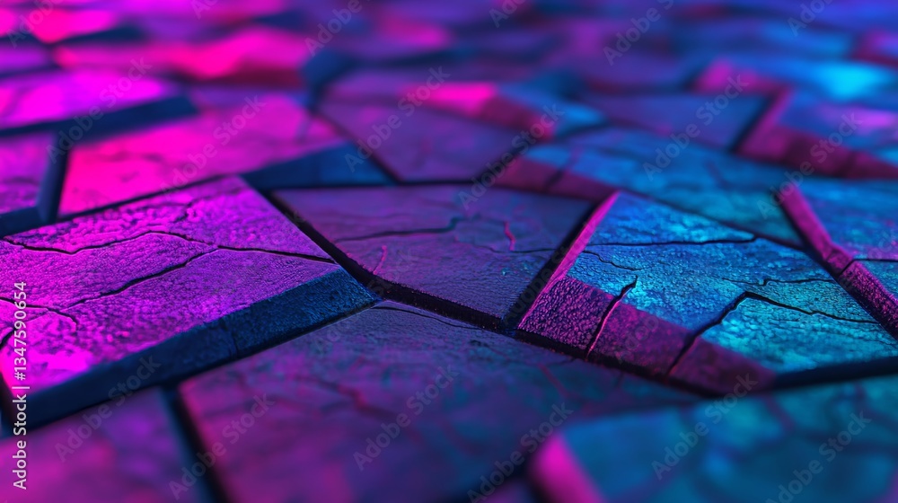 Poster turquoise and purple 3d blocks come together to form an abstract design in this technologically adva
