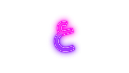 Neon abjad arabic symbol icon glowing with transparent background
