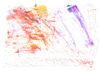 Colorful watercolor smeared, brush stroke, isolated on white