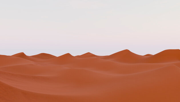 Tranquil and undulating desert dunes under a clear sky