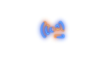 Neon access point minus symbol icon glowing with transparent background
