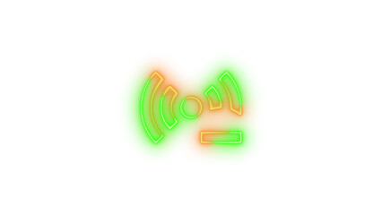 Neon access point minus symbol icon glowing with transparent background
