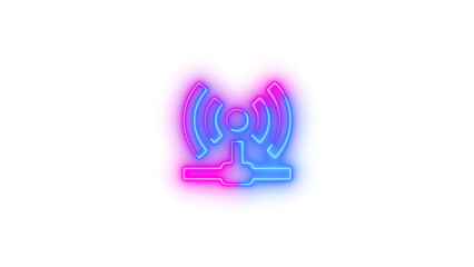 Neon access point network symbol icon glowing with transparent background