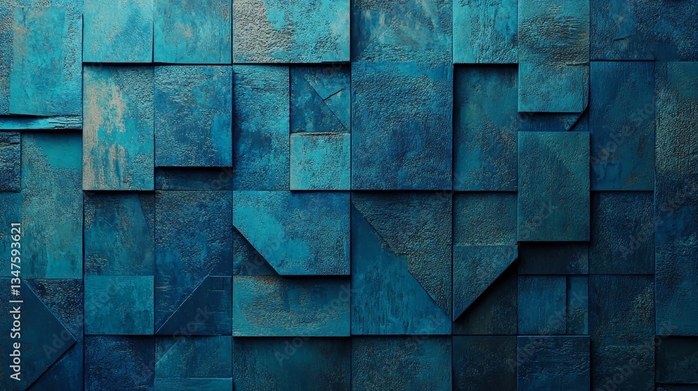 Poster in this 3d render, polished blocks are arranged to form a textured, triangular background, complemen