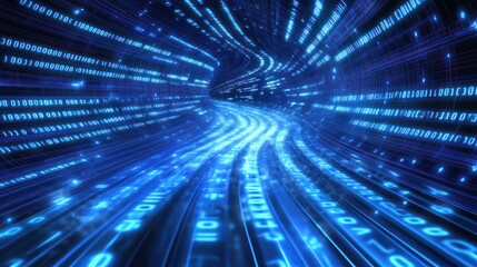 Digital data stream tunnel, fast flow, future tech background