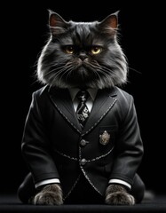 Adorable Persian Cat Dressed as a Mafia Boss. Cute & Hilarious Costume Idea