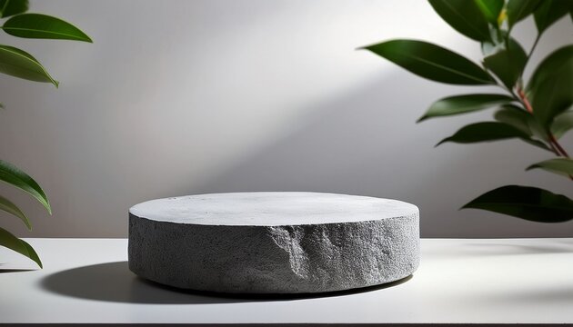stome minimalistic product display dcene with stone podium