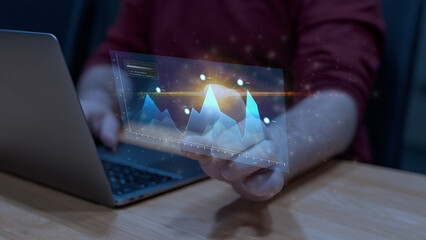 Advanced Data Analytics with Futuristic Holographic Business Intelligence Dashboard