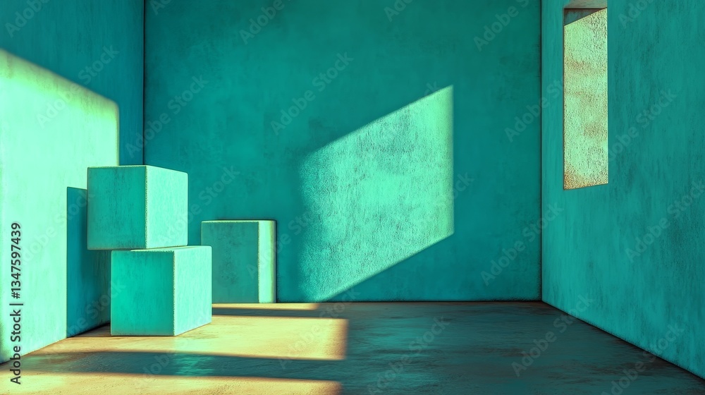 Poster glossy cubes are arranged with precision in this 3d render, which serves as a contemporary tech wall