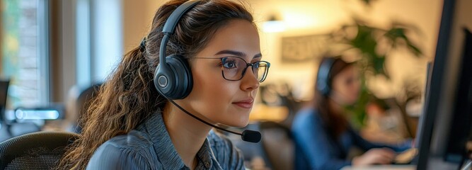A diverse group of customer service representatives collaborating in a call center.