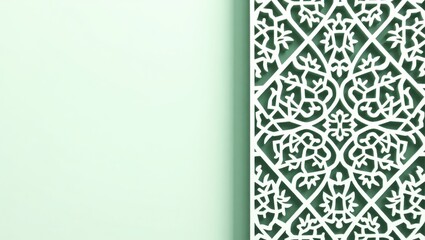 Decorative Islamic-inspired background with geometric motifs and a 3D layered effect