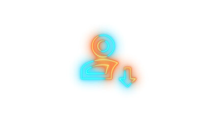 account arrow down outline symbol icon glowing with transparent background