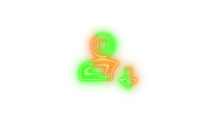 account arrow down outline symbol icon glowing with transparent background