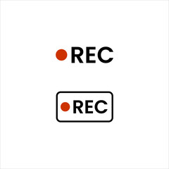 Red record button logo design with multimedia and video control icon, symbolizing audio, television, and live media streaming in modern vector style