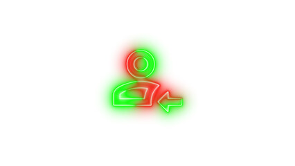 Neon account arrow left outline symbol icon glowing with transparent background