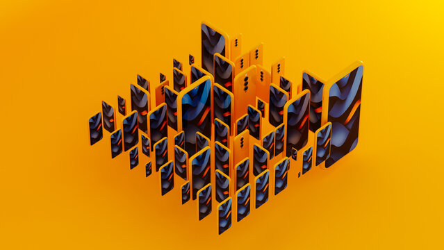 Smartphone Device on Yellow Mobile Background