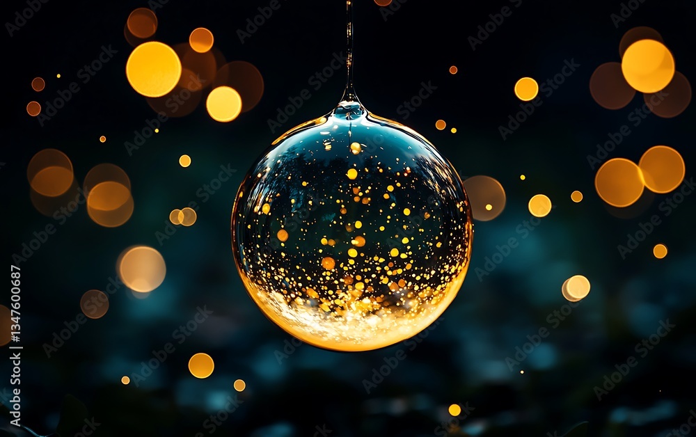 Poster sparkling orb, bokeh background