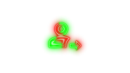 Neon account arrow right outline symbol icon glowing with transparent background