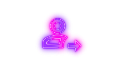 Neon account arrow right outline symbol icon glowing with transparent background