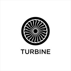 Machinery Turbine Engine Logo Design for Aviation Industry, Vector Icon of Aircraft Propeller, Airplane Power, Jet Technology, Mechanical Flight Concept, Editable Graphic Symbol for Transport Service