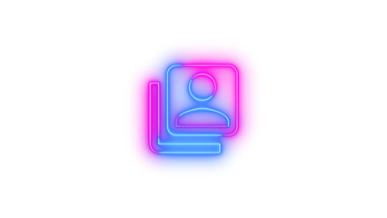 Neon account box multiple symbol icon glowing with transparent background