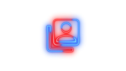 Fototapeta premium Neon account box multiple symbol icon glowing with transparent background