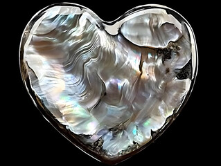 Heart-shaped mother-of-pearl inlay, iridescent, gemstone