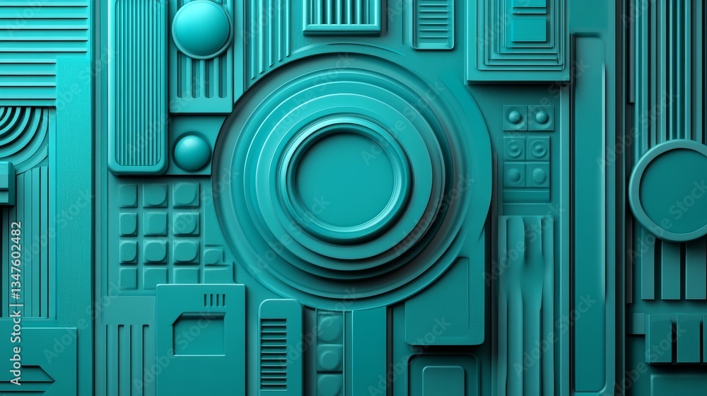 Poster this 3d render showcases translucent blocks on a blue surface, representing a visionary tech design 