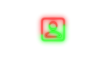 Neon account box symbol icon glowing with transparent background