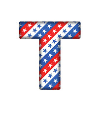 Obraz premium T Alphabet letter text USA stars pattern pattern font transparent background