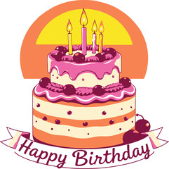 Happy birthday vector art illustration for  t-shirts, greetings,  posters, cards and more
