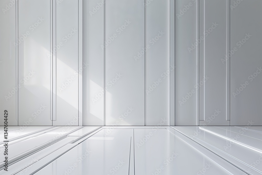 Poster pristine white minimalist surface with sleek straight lines and angular design