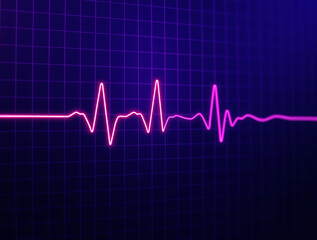Naklejka premium Cardiogram cardiograph oscilloscope screen red illustration background. Line technology chart wave science illustration background 