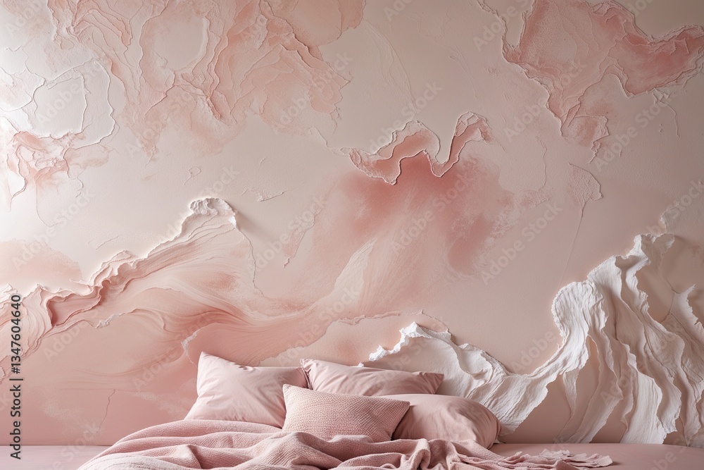 Poster ethereal mist paint pattern and texture for a gentle blush abstract wall design
