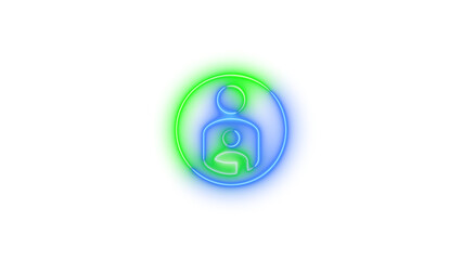 Neon account child circle symbol icon glowing with transparent background