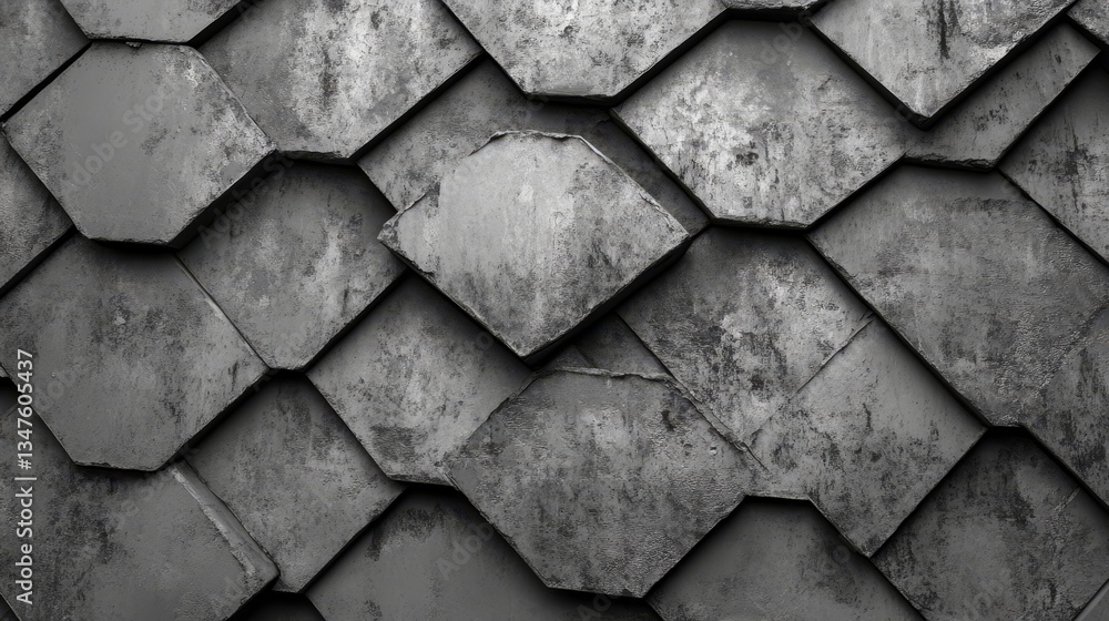 Poster luxurious 3d mosaic tiles form a wall, with a 3d rendered background consisting of glossy silver blo