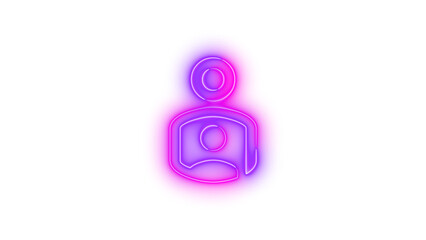 Neon account child outline symbol icon glowing with transparent background