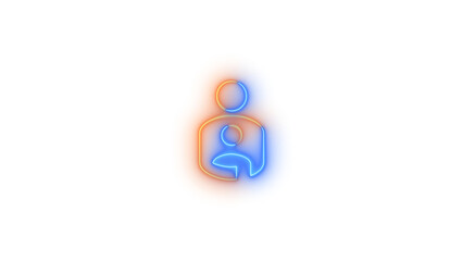 Neon account child symbol icon glowing with transparent background
