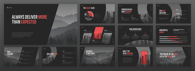 Creative presentation templates set. Use for creative presentation background, brochure cover design, landing page, annual report, company profile, pitch deck, proposal presentation.