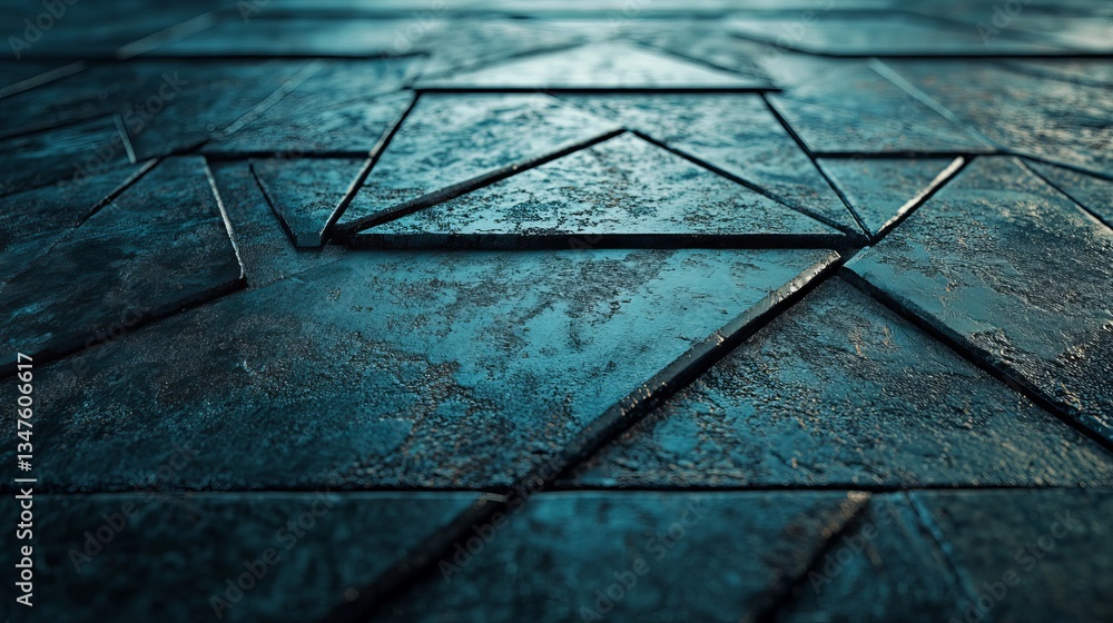 Poster modern 3d wallpaper boasts an illuminated geometric surface with triangular pyramids, showcasing a v