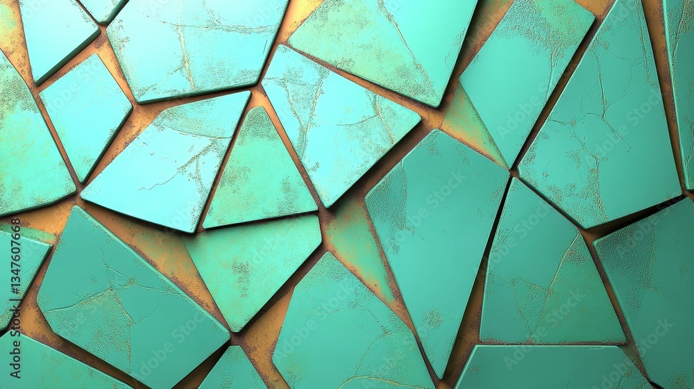 Poster the 3d wallpaper showcases a turquoise three-dimensional surface adorned with triangular pyramids, e