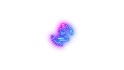 Fototapeta premium Neon account convert outline symbol icon glowing with transparent background