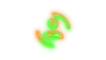 Neon account convert outline symbol icon glowing with transparent background