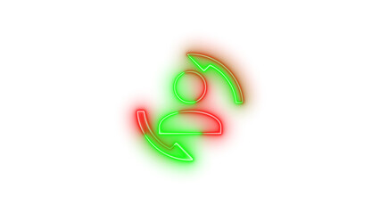 Neon account convert symbol icon glowing with transparent background