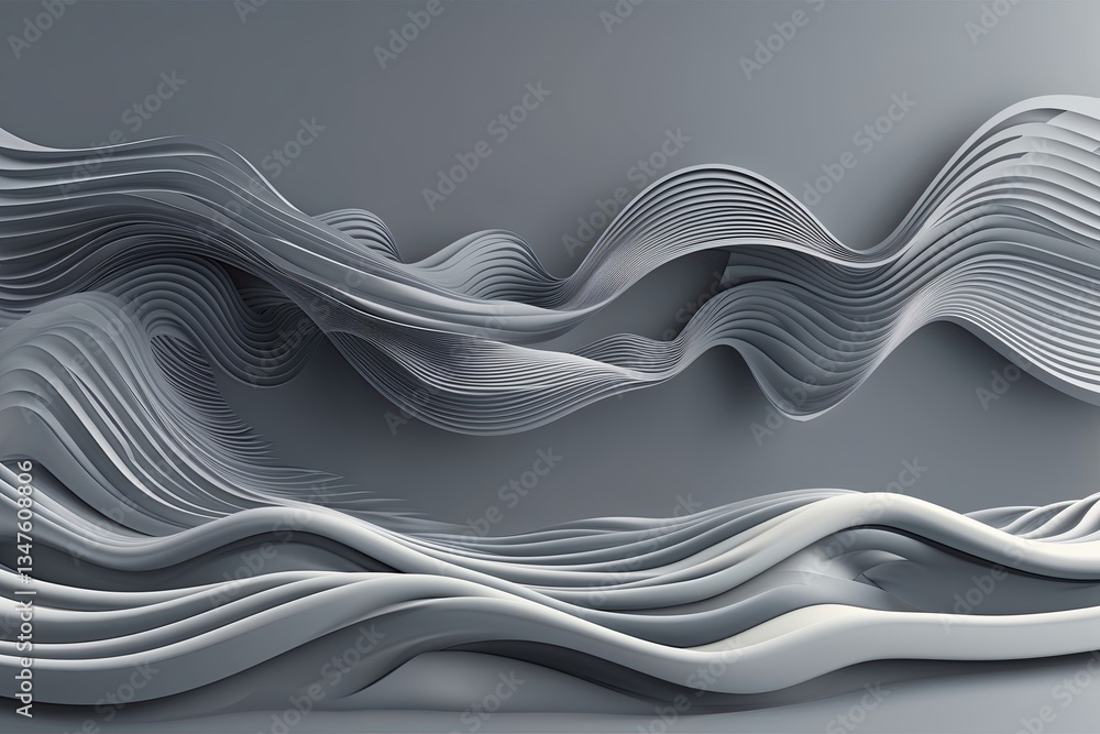Poster abstract grey background poster with dynamic waves and technology network design